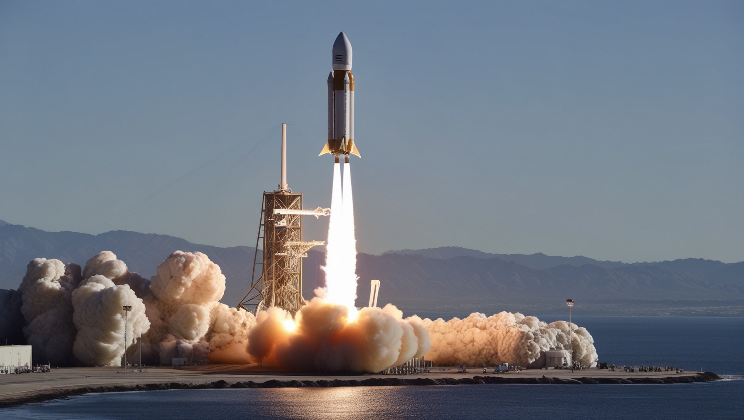 SpaceX rocket launch today California from Vandenberg Space Force Base with dramatic smoke and flames